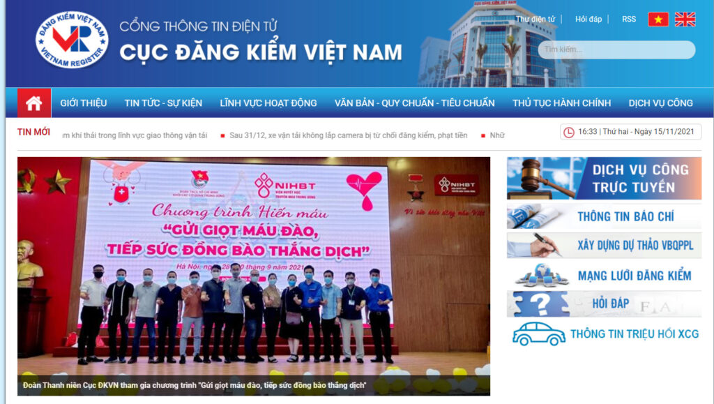 Website Cục Đăng Kiểm Việt Nam