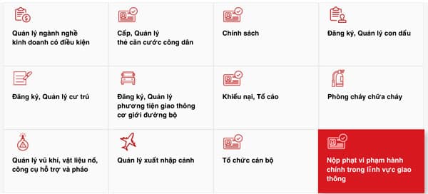 Nộp phạt nguội qua cổng Dịch Vụ Công 
